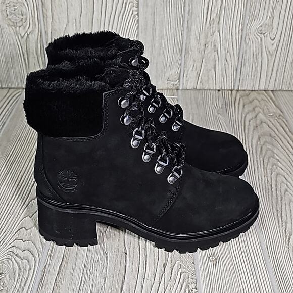 Timberland Kinsely Waterproof Mid Hiker Black Leather Boots Womens 6 NEW - Picture 3 of 15